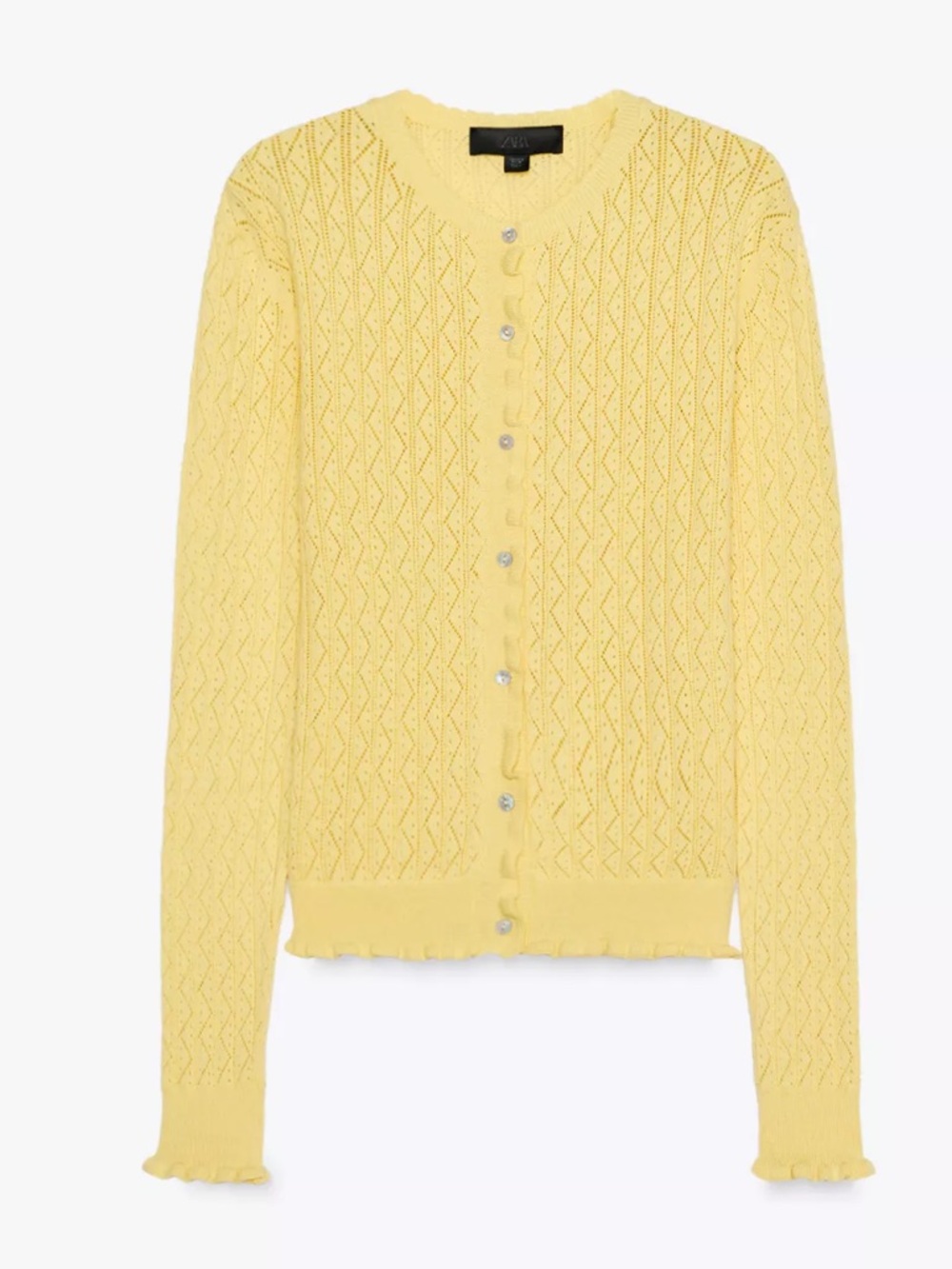 Zara Spring Yellow 🌼 Pointelle Button-Front Women's Cardigan & Tank Set